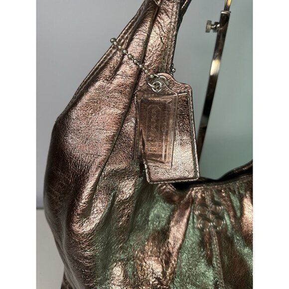 Coach Metallic Rose Gun Metal Julia Leather Hobo 14968 - Picture 5 of 12